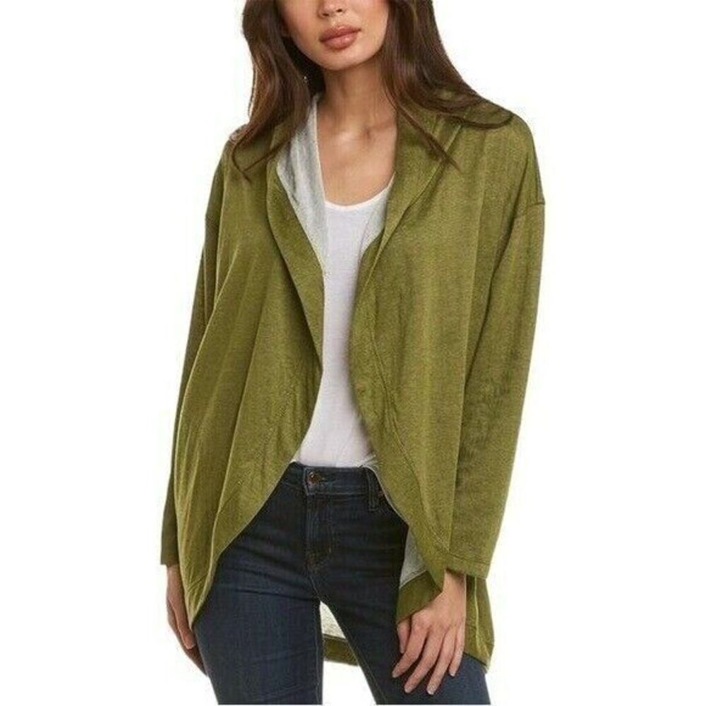 Max‎ Studio Womens Draped Cardigan in Sage Green Open Front Size Small